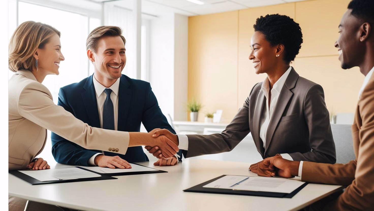 choosing the right business partner. a client setting a meeting agreeing terms and conditions choosing the right business partner. a client setting a meeting agreeing terms and conditions